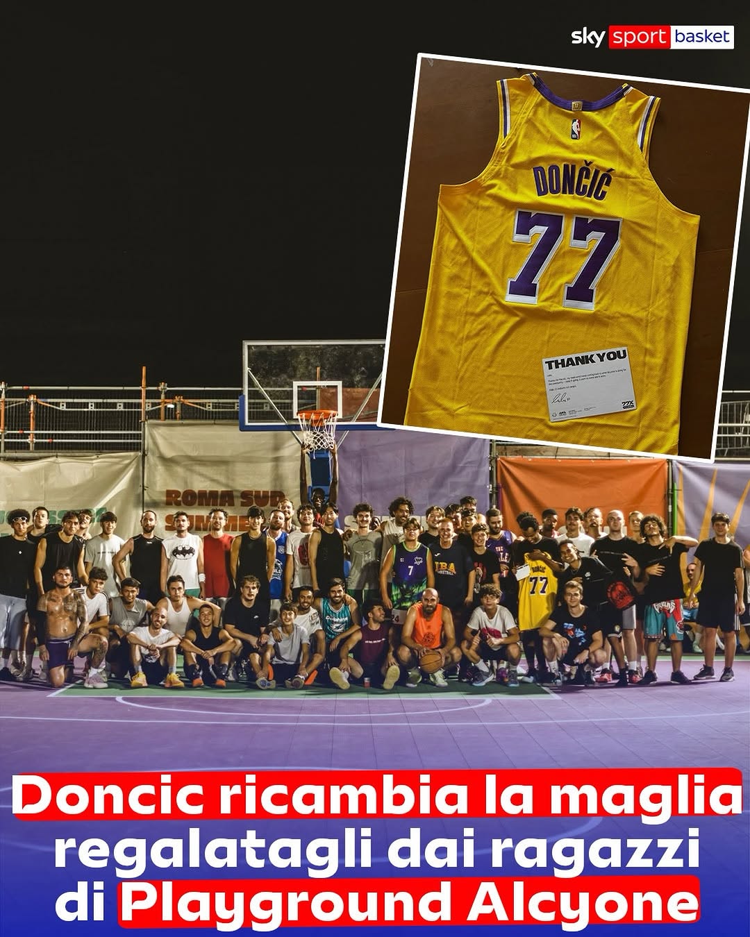 Sky Sport Basket: Dončić ricambia la maglia #77 ai ragazzi di Playground Alcyone