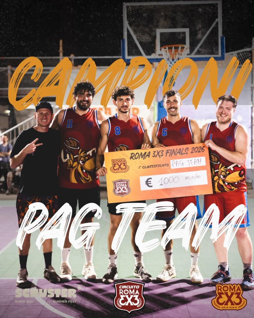 PAG Team campioni Roma 3x3 Finals 2026 con il check da 1000 euro