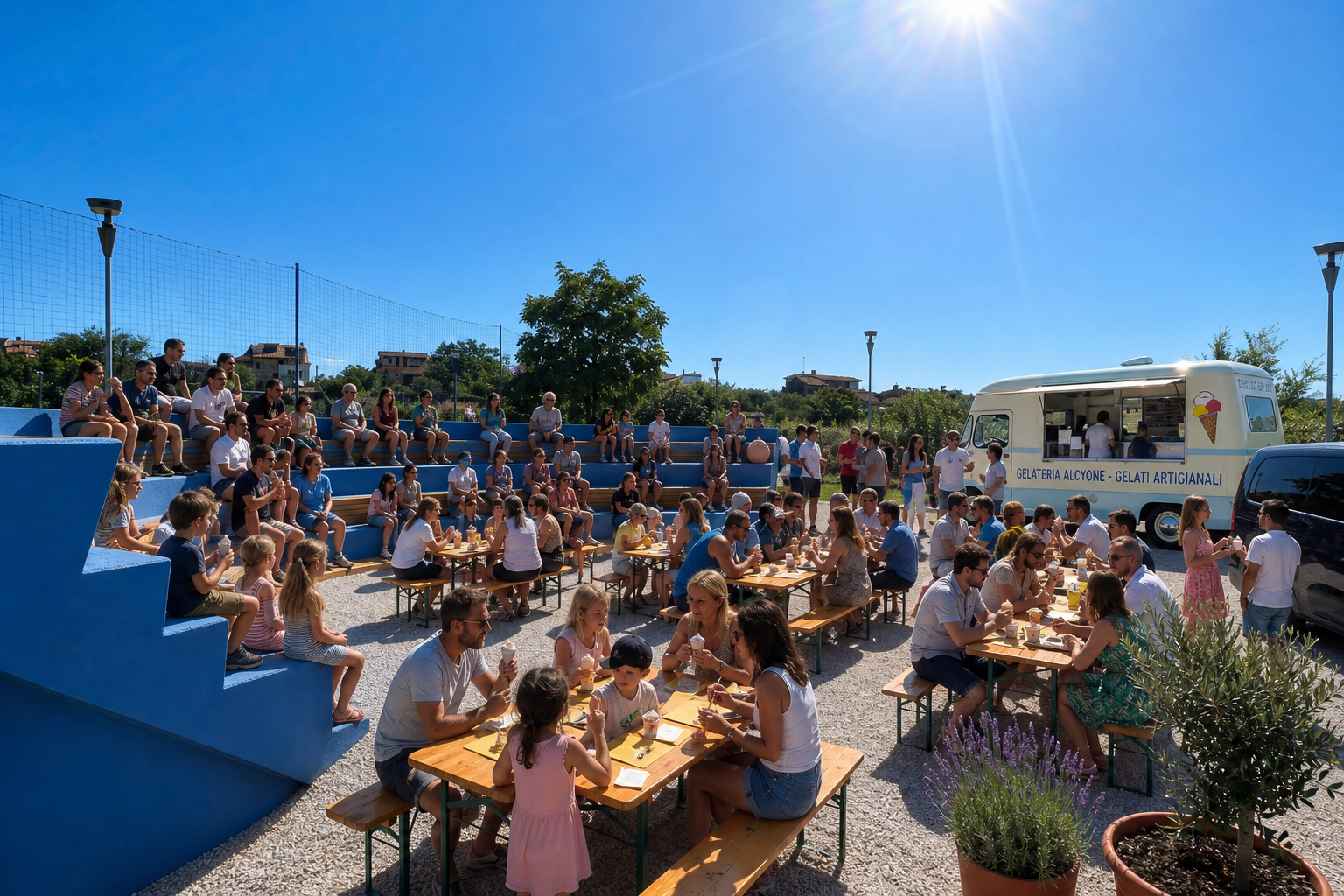 Ristoro — Gelateria Alcyone artigianale e spazi conviviali con anfiteatro